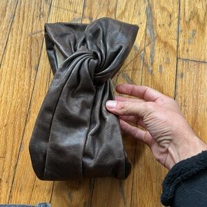 Artisan made leather earmuff turban, alternative winter hat